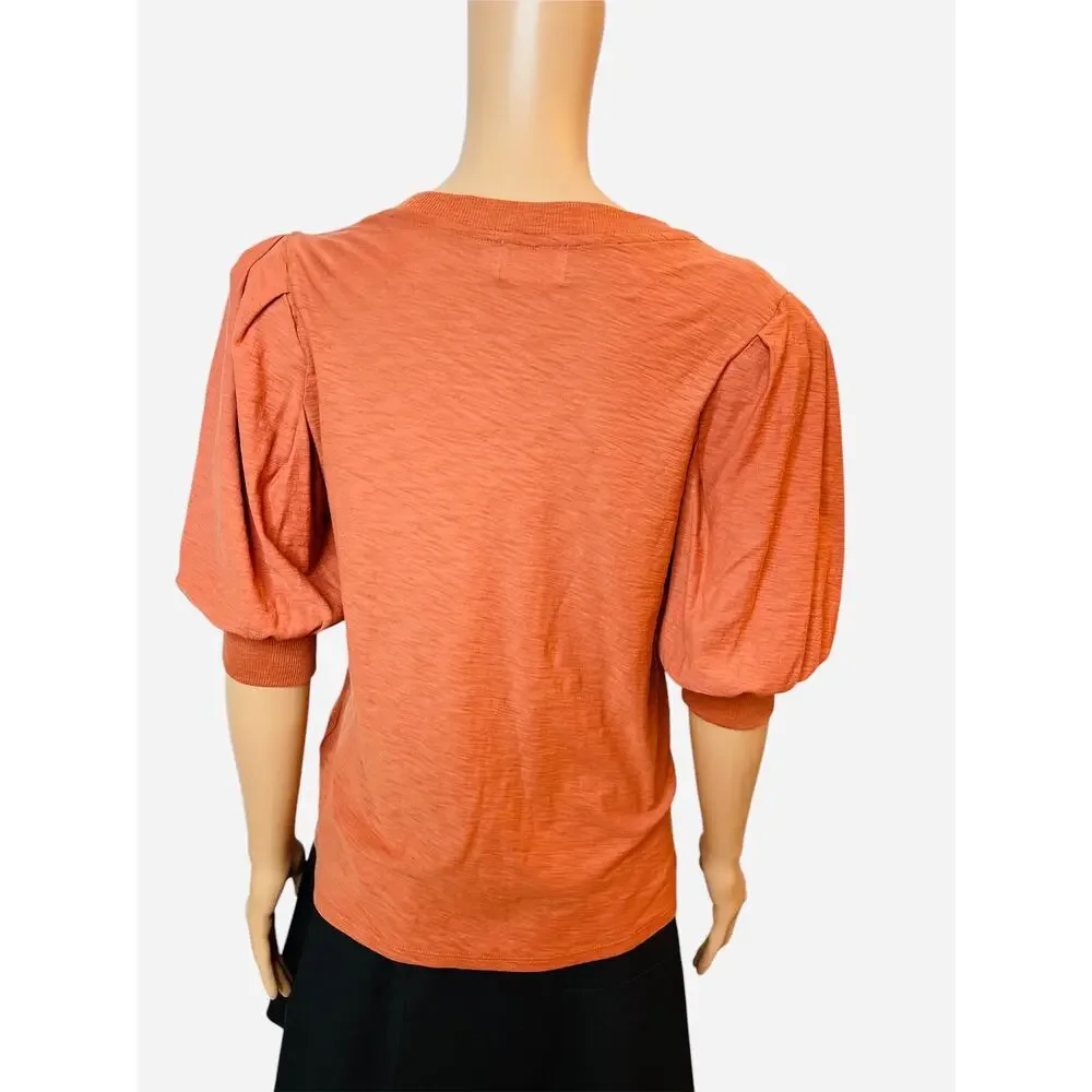 Nation Ltd Puff Sleeve Crewneck Tee size S Red Clay - Picture 5 of 8
